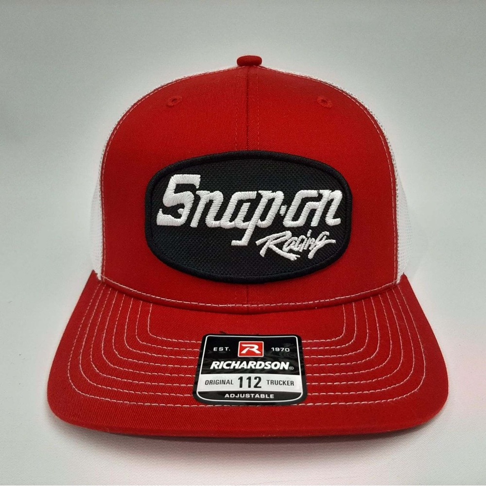 Snap On Racing Richardson 112 Embroidered Patch Trucker Mesh Snapback Cap Hat